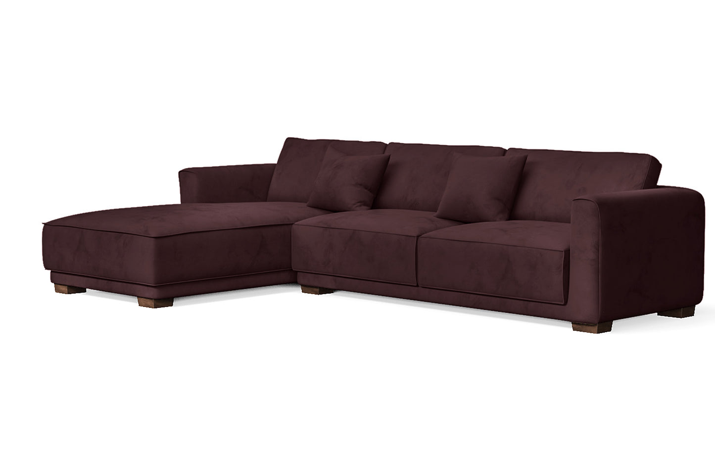 Barletta 4 Seater Left Hand Facing Chaise Lounge Corner Sofa Grape Velvet