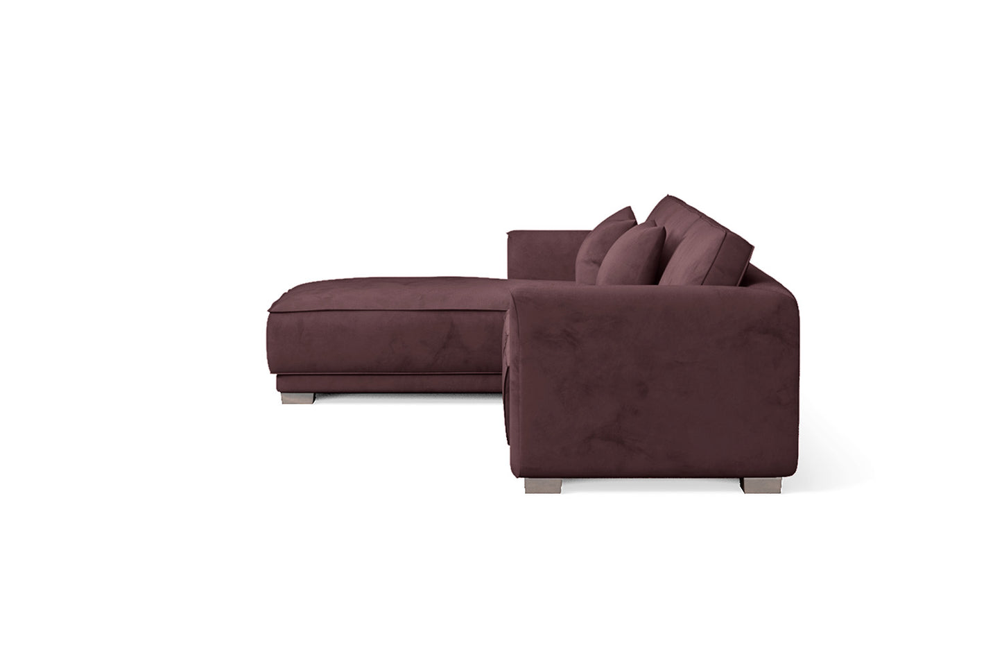 Barletta 4 Seater Left Hand Facing Chaise Lounge Corner Sofa Grape Velvet