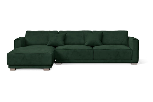 Barletta 4 Seater Left Hand Facing Chaise Lounge Corner Sofa Green Velvet