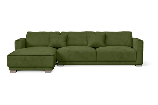 Barletta 4 Seater Left Hand Facing Chaise Lounge Corner Sofa Lime Velvet