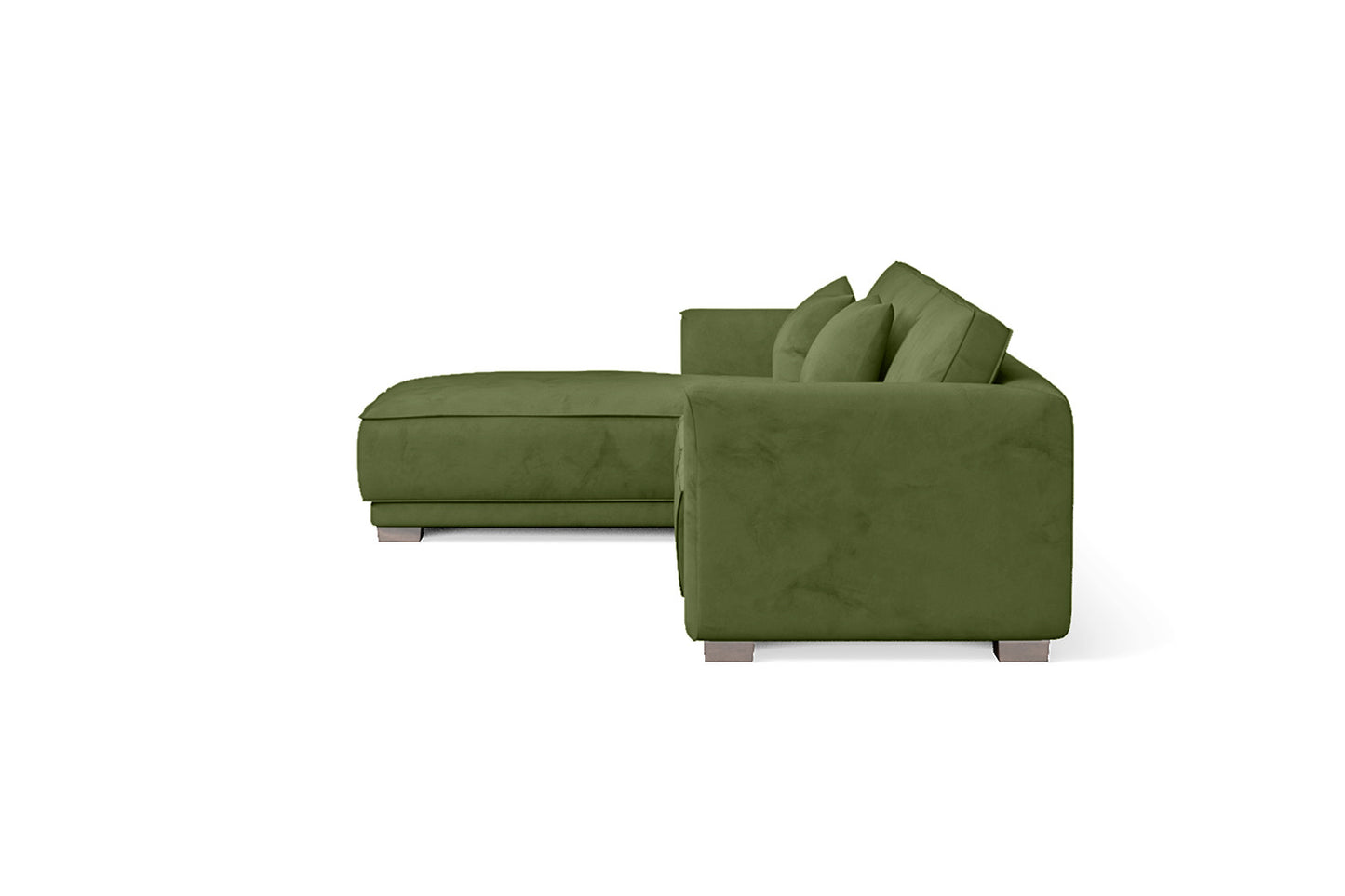 Barletta 4 Seater Left Hand Facing Chaise Lounge Corner Sofa Lime Velvet