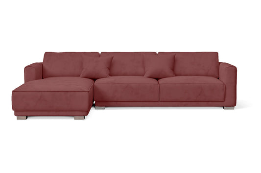 Barletta 4 Seater Left Hand Facing Chaise Lounge Corner Sofa Pink Velvet