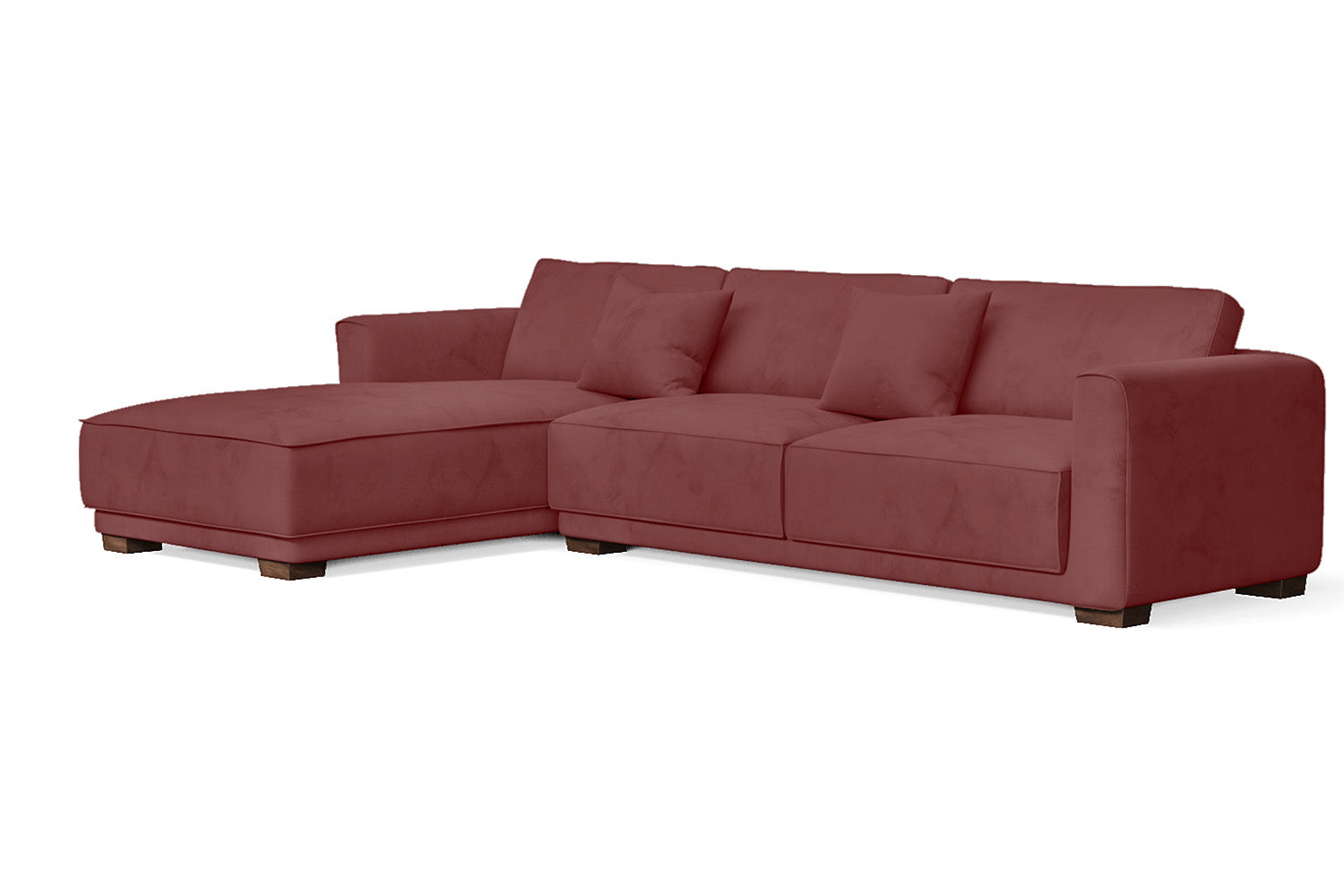 Barletta 4 Seater Left Hand Facing Chaise Lounge Corner Sofa Pink Velvet