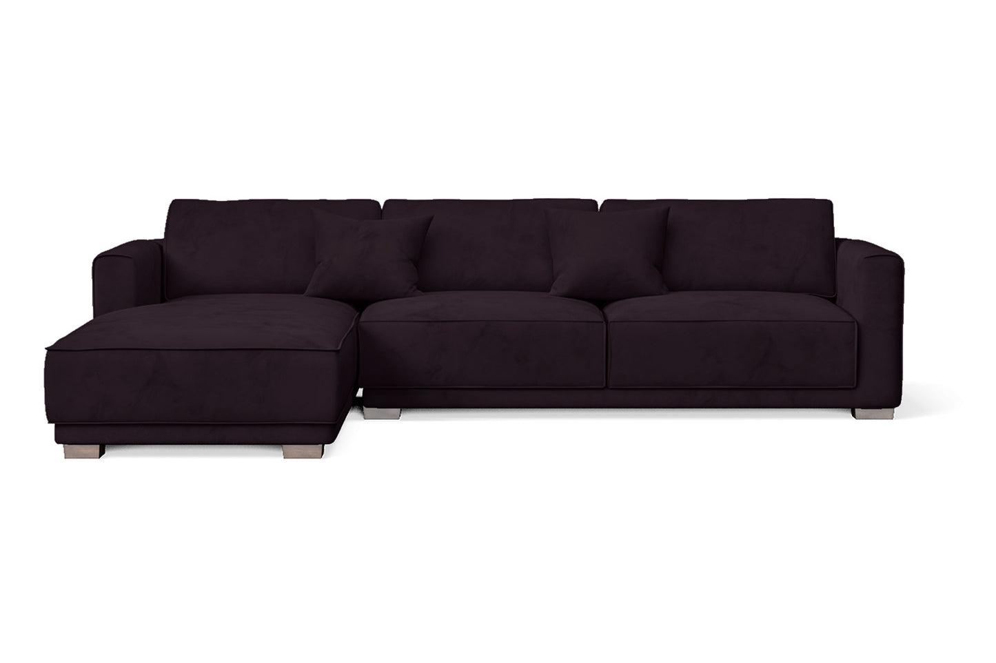 Barletta 4 Seater Left Hand Facing Chaise Lounge Corner Sofa Purple Velvet