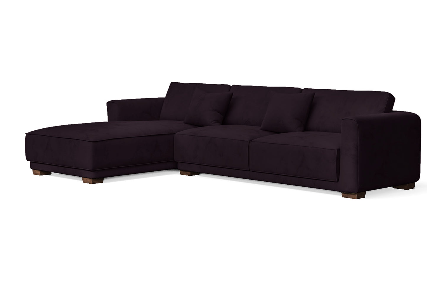 Barletta 4 Seater Left Hand Facing Chaise Lounge Corner Sofa Purple Velvet