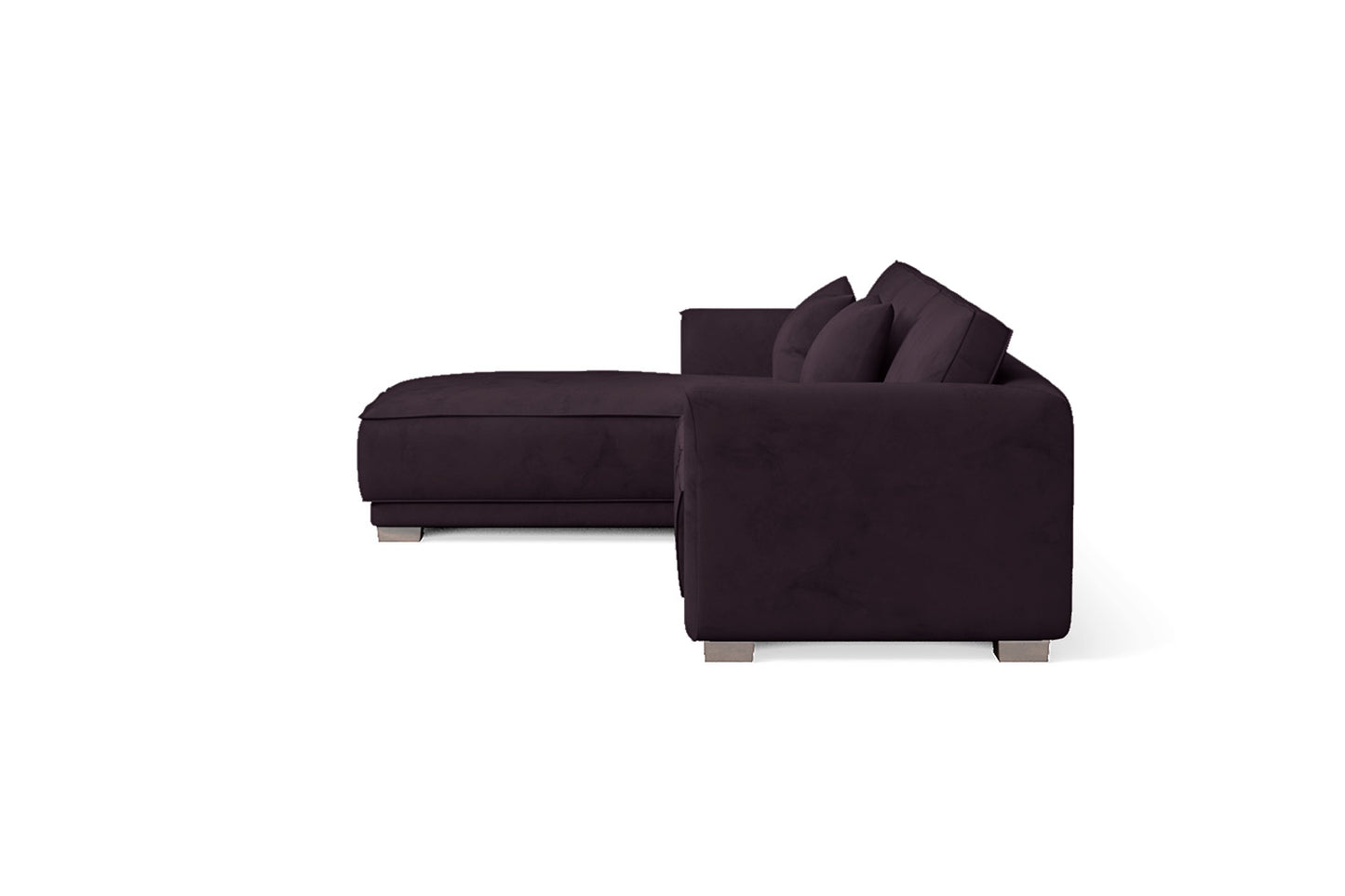 Barletta 4 Seater Left Hand Facing Chaise Lounge Corner Sofa Purple Velvet