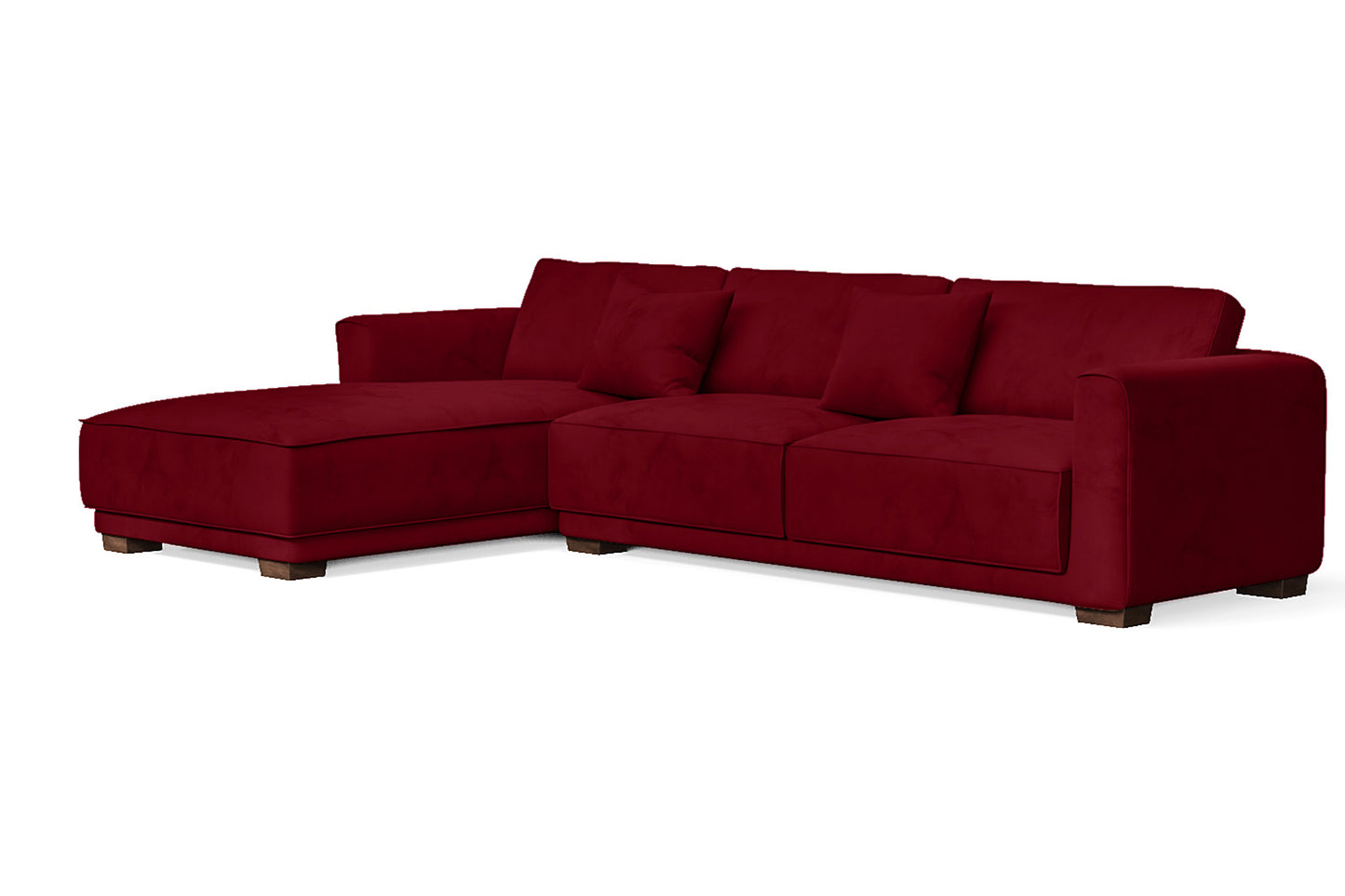 Barletta 4 Seater Left Hand Facing Chaise Lounge Corner Sofa Red Velvet