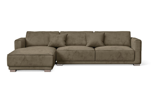 Barletta 4 Seater Left Hand Facing Chaise Lounge Corner Sofa Sand Velvet