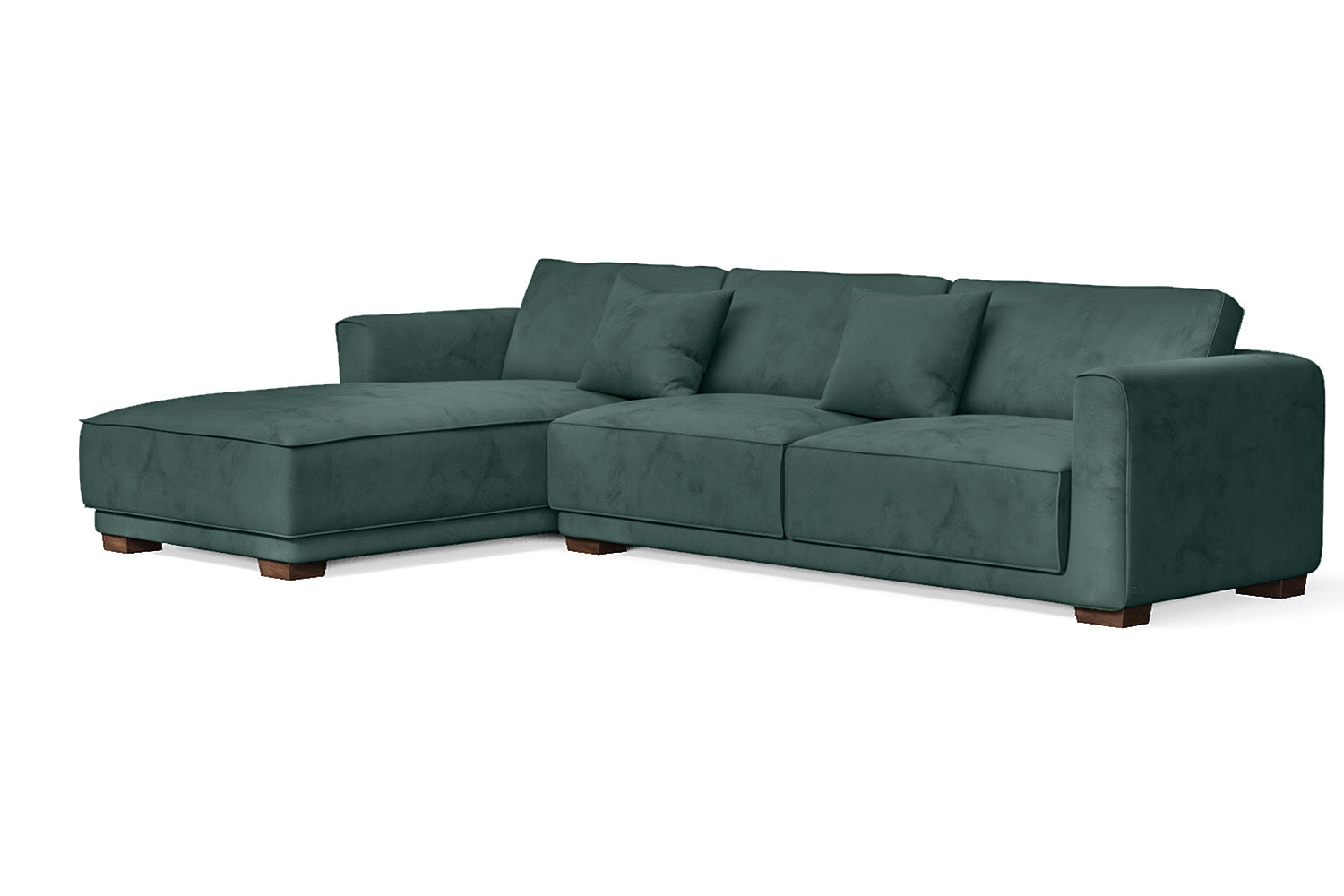 Barletta 4 Seater Left Hand Facing Chaise Lounge Corner Sofa Teal Velvet