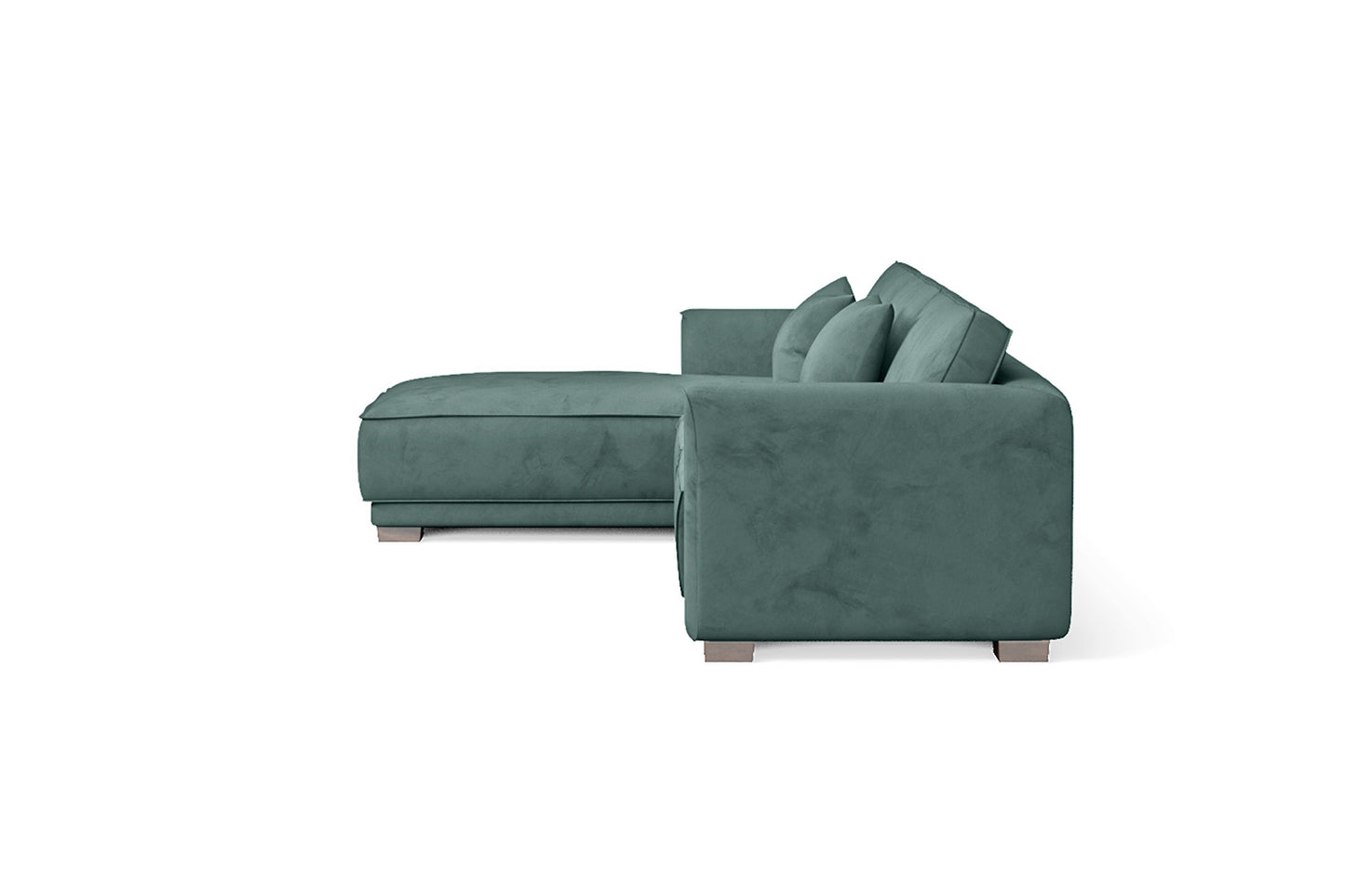 Barletta 4 Seater Left Hand Facing Chaise Lounge Corner Sofa Teal Velvet