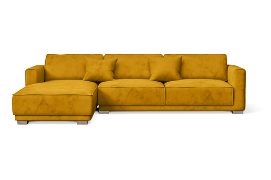 Barletta 4 Seater Left Hand Facing Chaise Lounge Corner Sofa Yellow Velvet