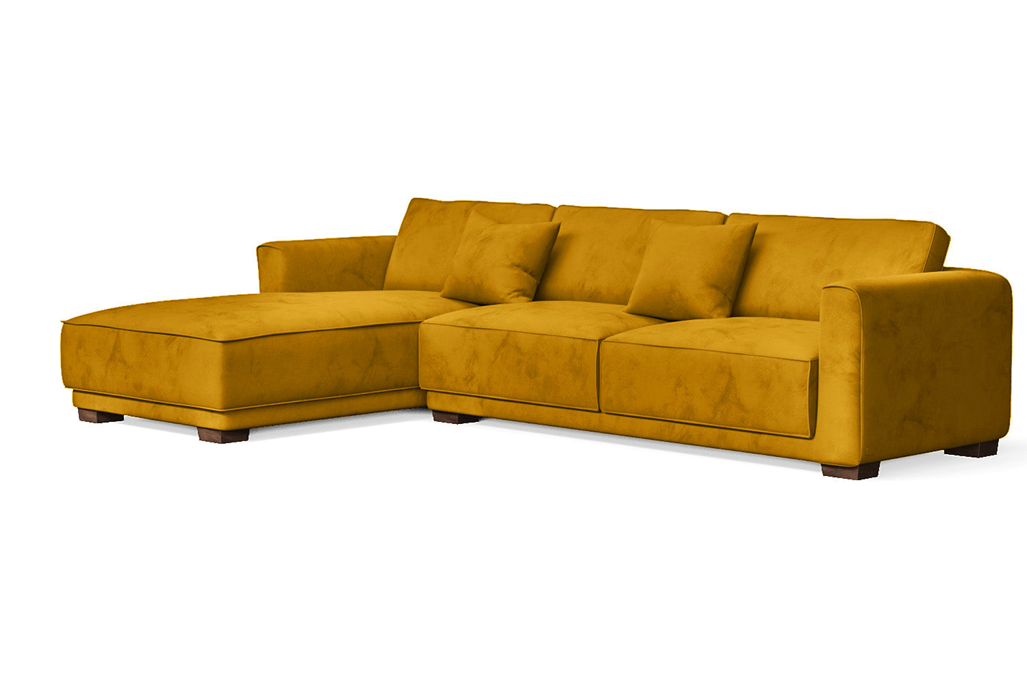 Barletta 4 Seater Left Hand Facing Chaise Lounge Corner Sofa Yellow Velvet