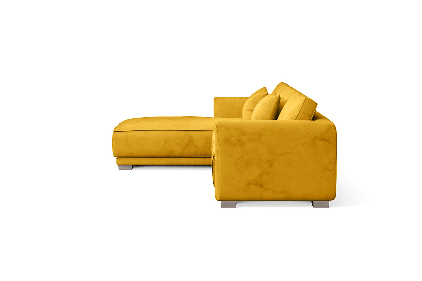 Barletta 4 Seater Left Hand Facing Chaise Lounge Corner Sofa Yellow Velvet