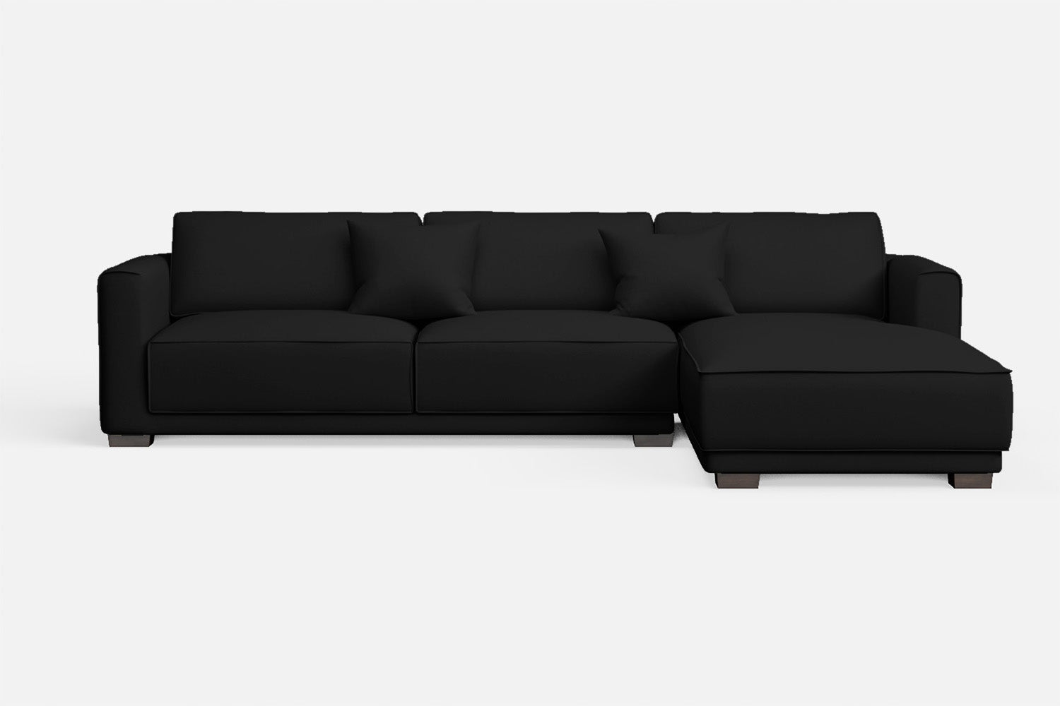 Barletta 4 Seater Right Hand Facing Chaise Lounge Corner Sofa Black Leather