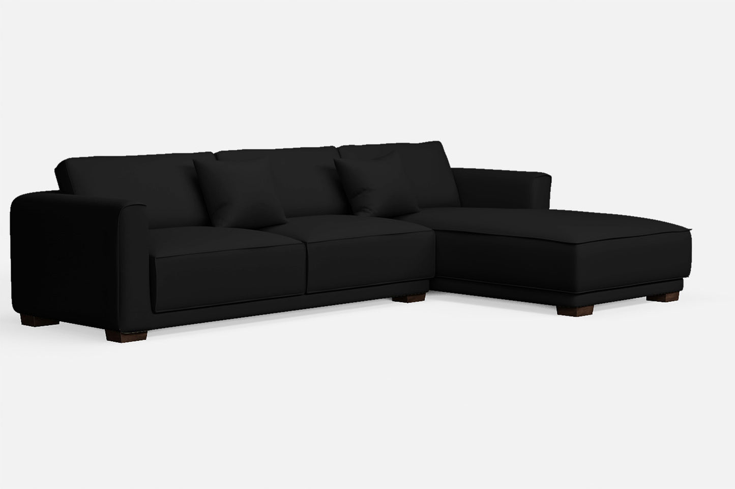 Barletta 4 Seater Right Hand Facing Chaise Lounge Corner Sofa Black Leather