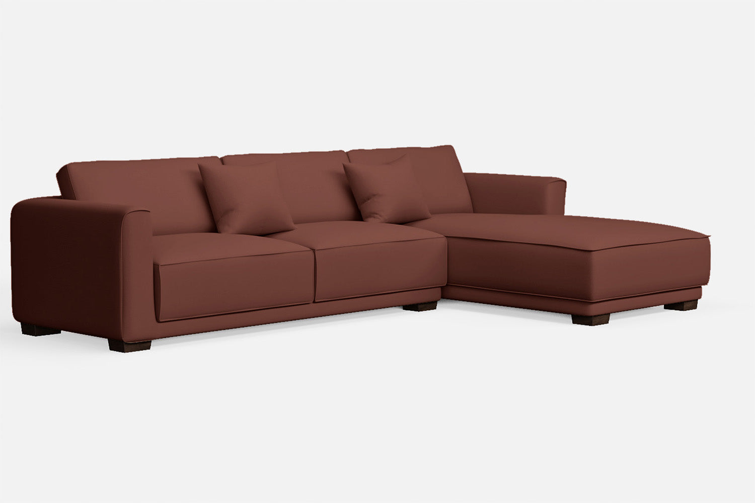 Barletta 4 Seater Right Hand Facing Chaise Lounge Corner Sofa Mauve Leather