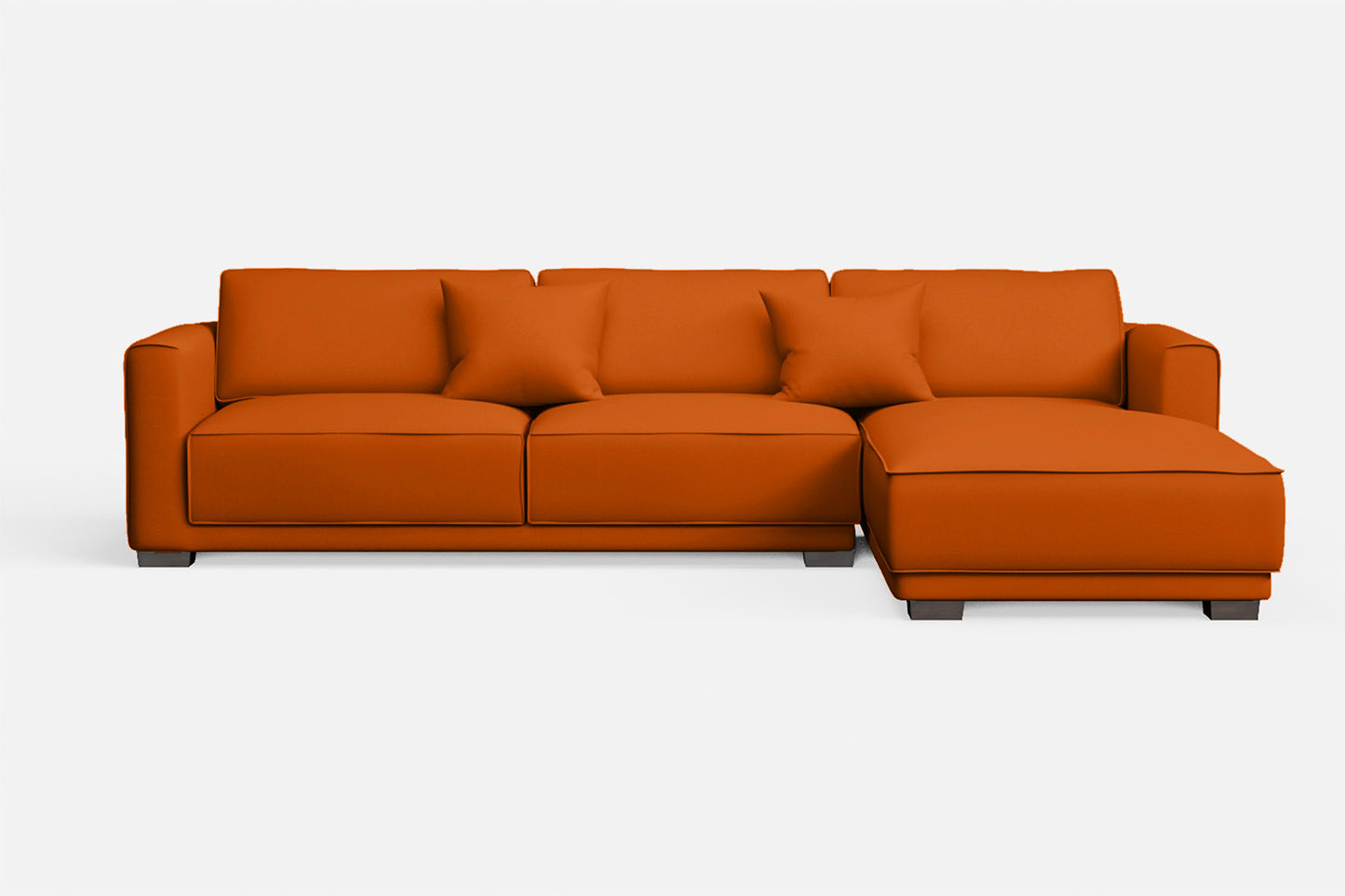 Barletta 4 Seater Right Hand Facing Chaise Lounge Corner Sofa Orange Leather