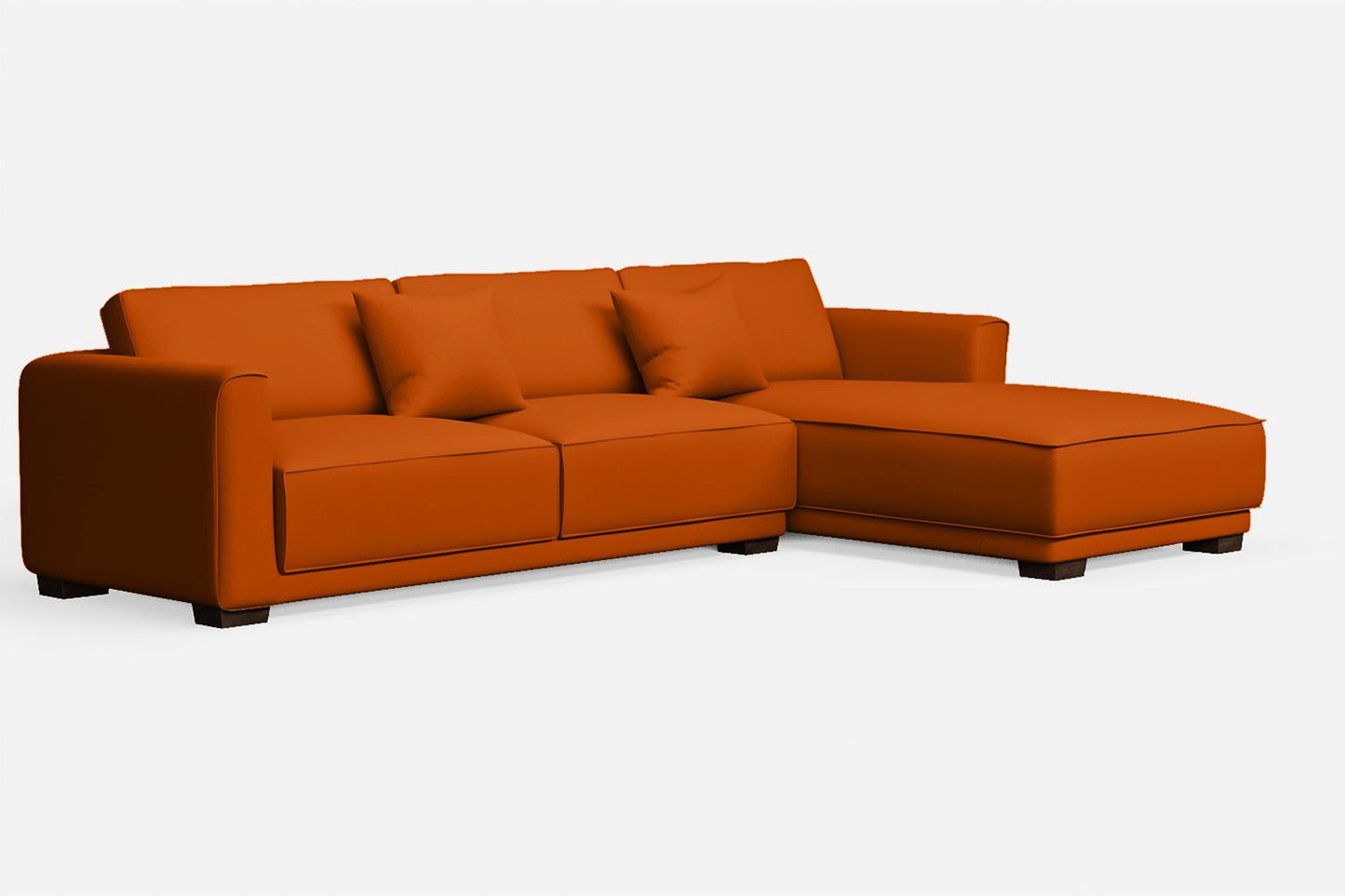 Barletta 4 Seater Right Hand Facing Chaise Lounge Corner Sofa Orange Leather