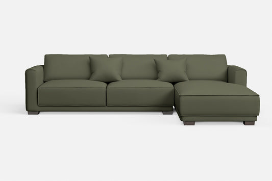 Barletta 4 Seater Right Hand Facing Chaise Lounge Corner Sofa Sage Leather