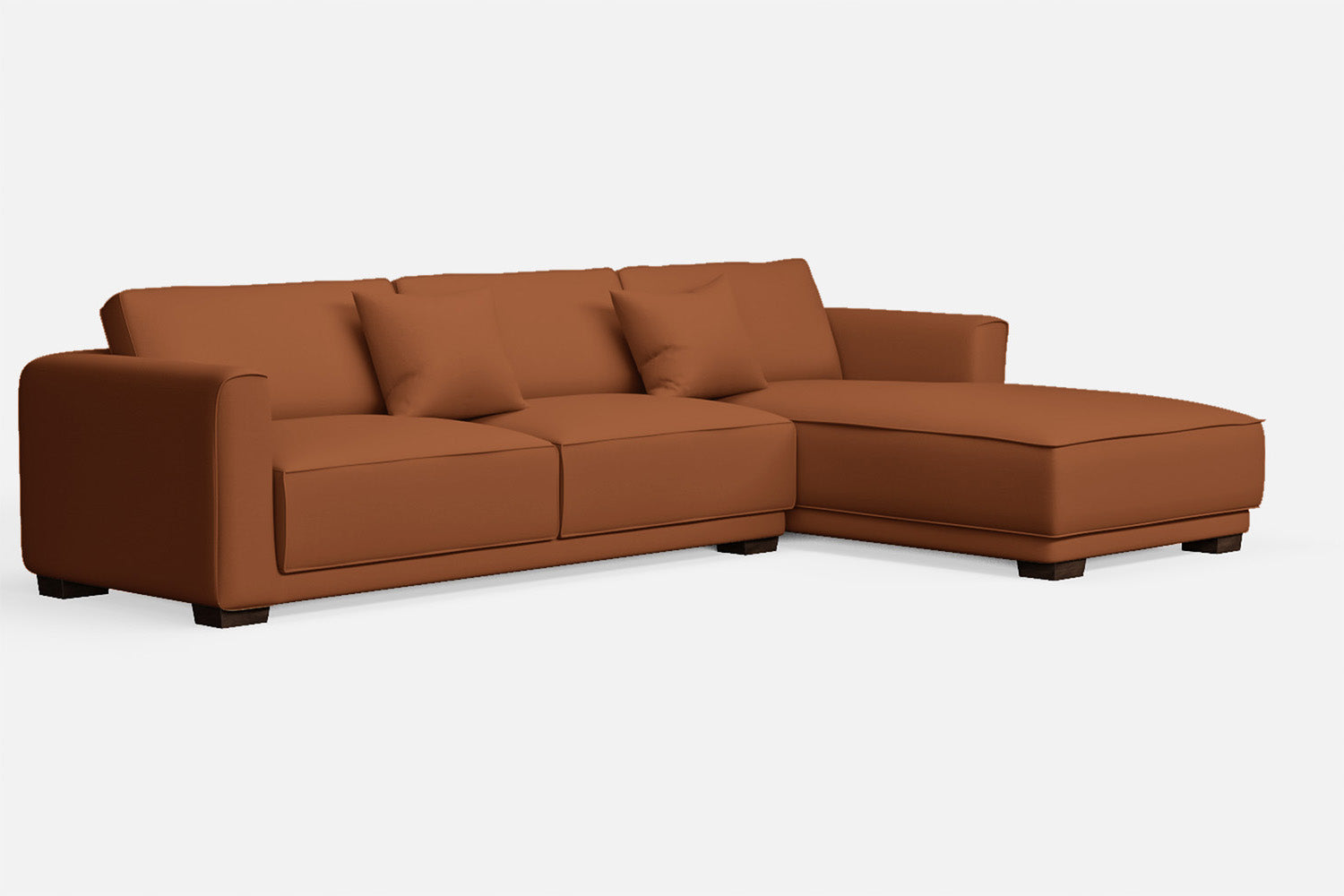 Barletta 4 Seater Right Hand Facing Chaise Lounge Corner Sofa Tan Brown Leather