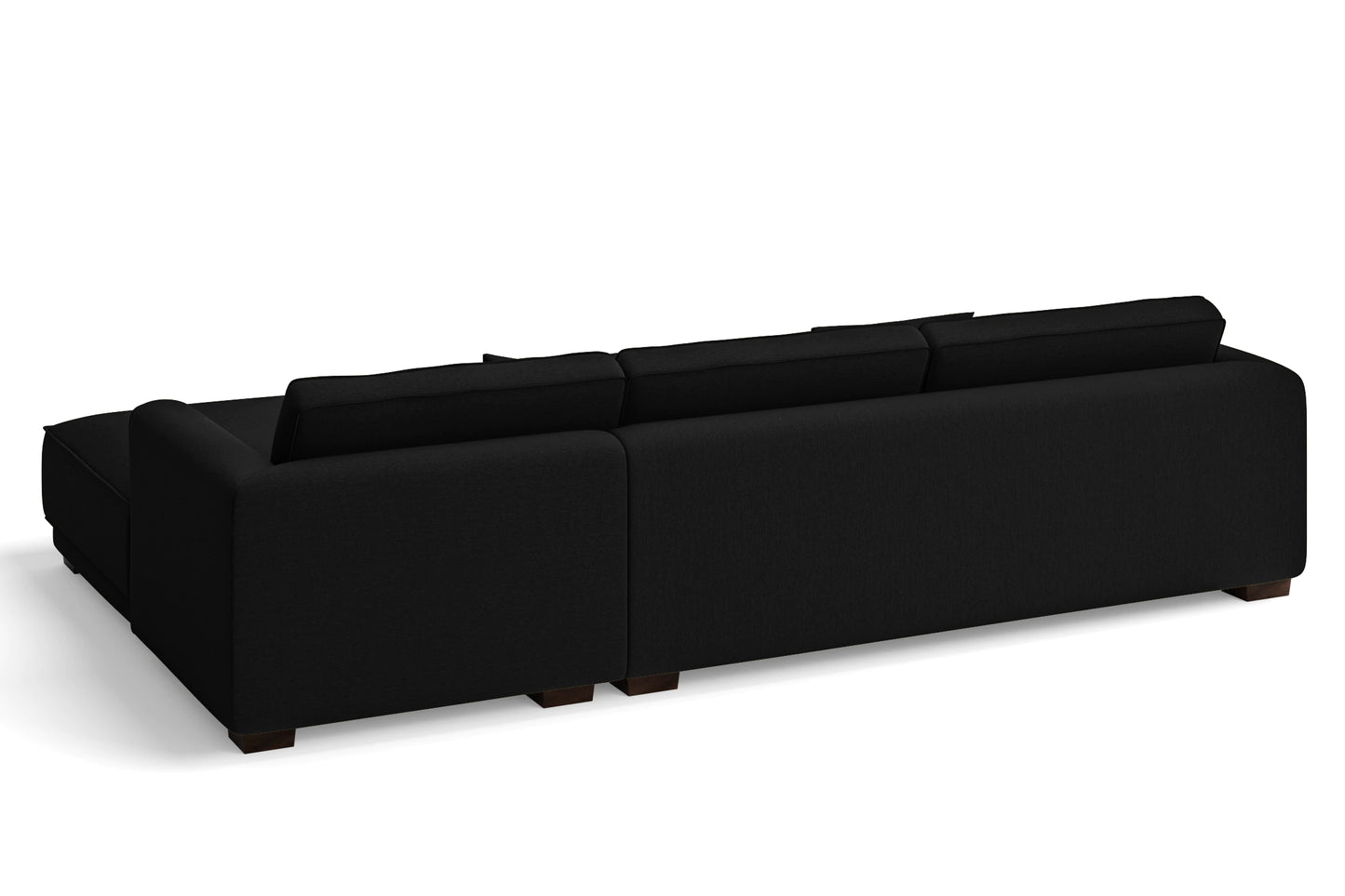 Barletta 4 Seater Right Hand Facing Chaise Lounge Corner Sofa Black Linen Fabric