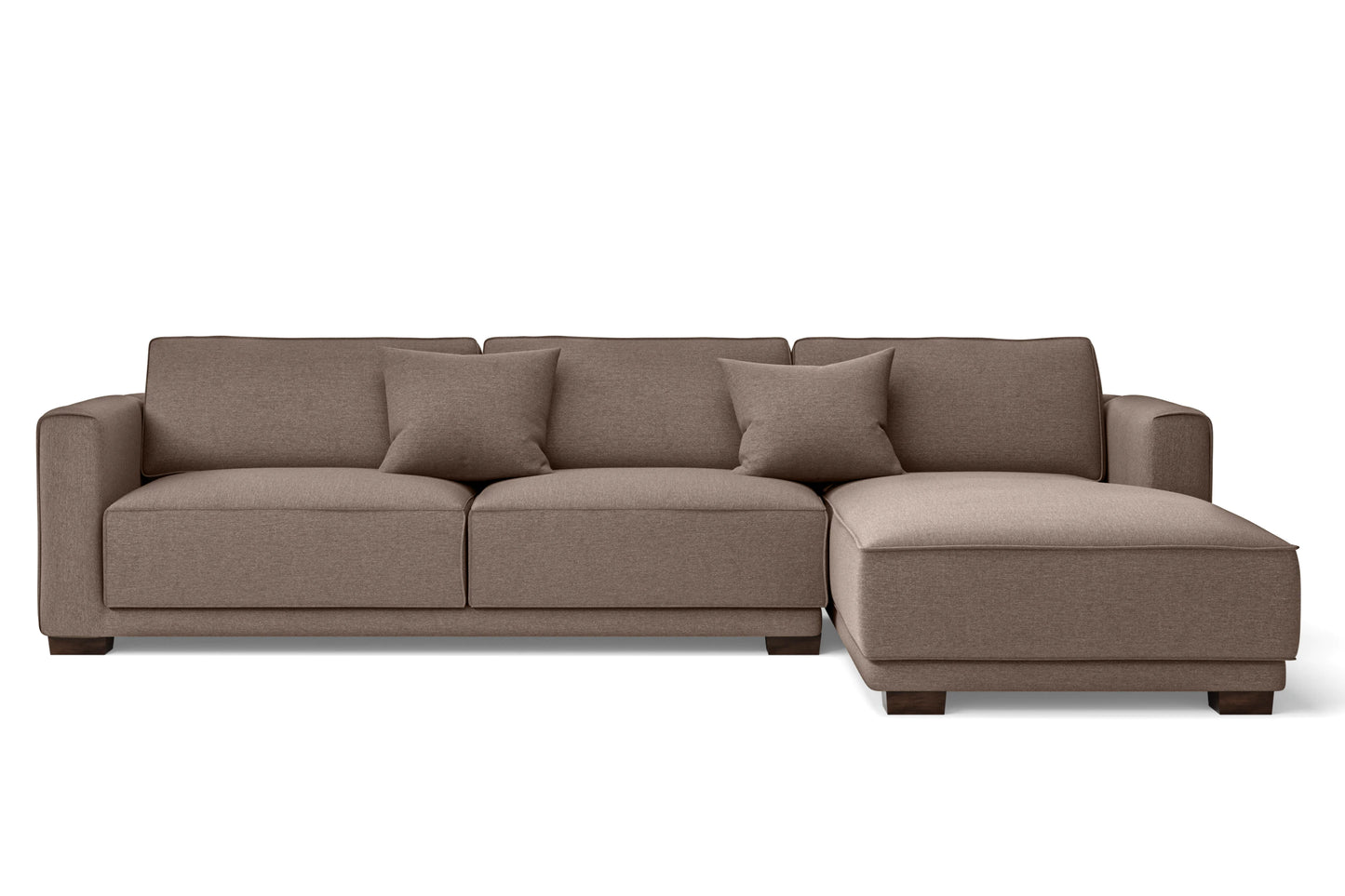 Barletta 4 Seater Right Hand Facing Chaise Lounge Corner Sofa Caramel Linen Fabric