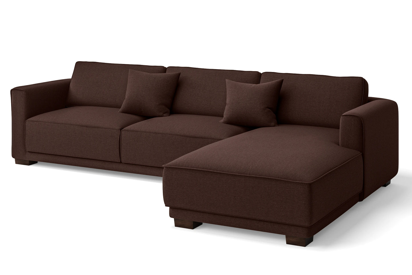 Barletta 4 Seater Right Hand Facing Chaise Lounge Corner Sofa Coffee Brown Linen Fabric