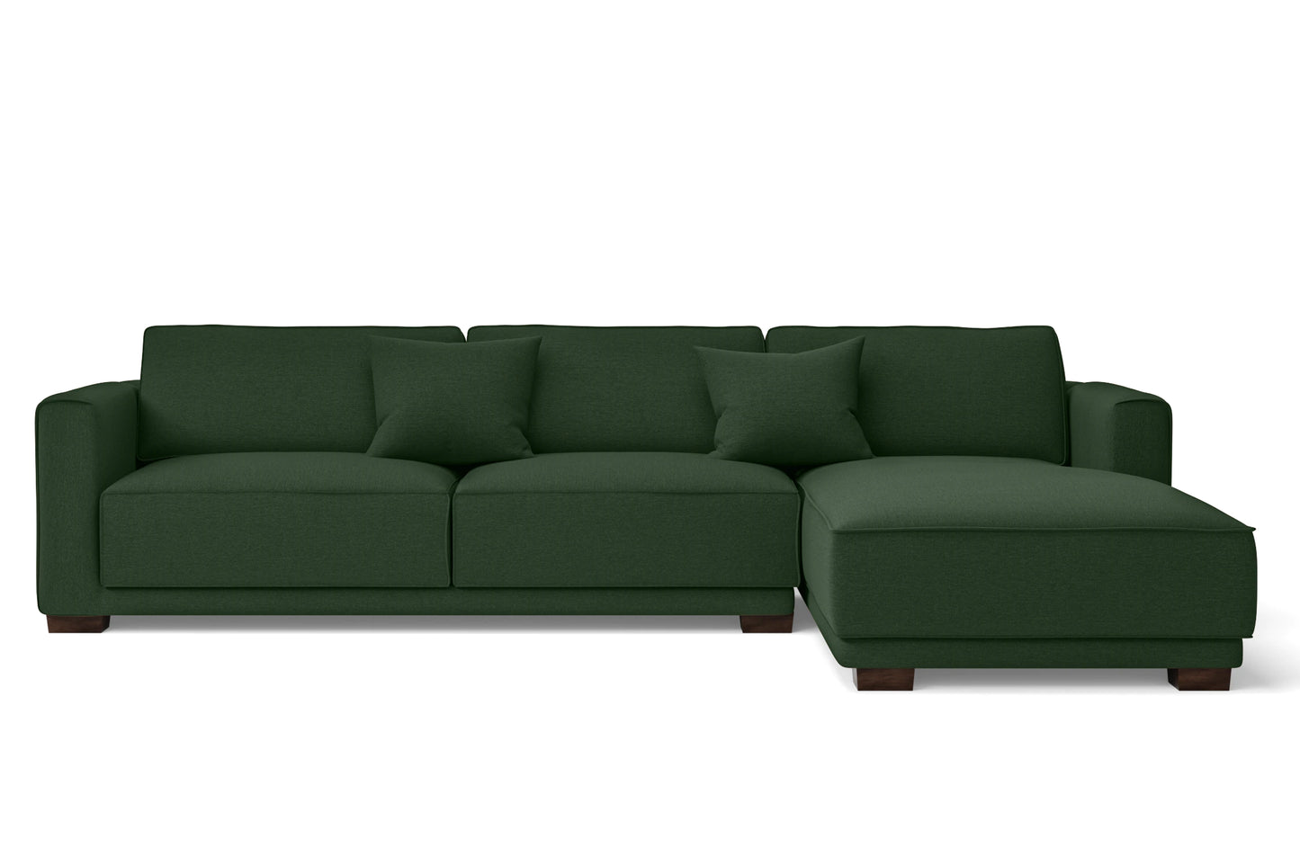 Barletta 4 Seater Right Hand Facing Chaise Lounge Corner Sofa Forest Green Linen Fabric