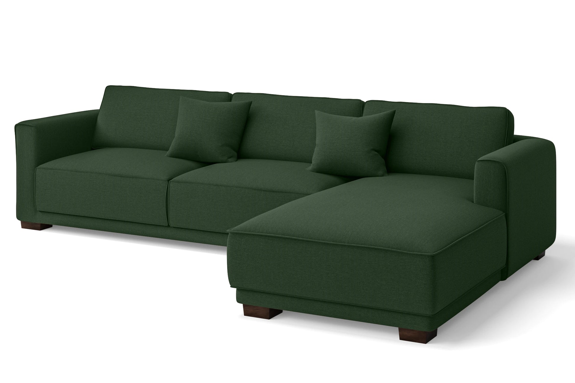 Barletta 4 Seater Right Hand Facing Chaise Lounge Corner Sofa Forest Green Linen Fabric