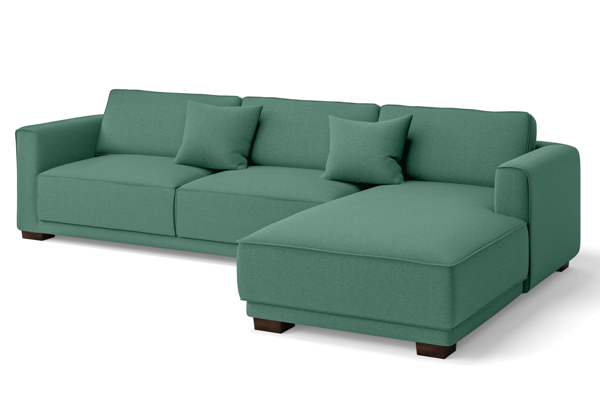 Barletta 4 Seater Right Hand Facing Chaise Lounge Corner Sofa Mint Green Linen Fabric