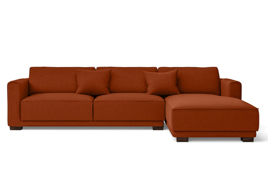 Barletta 4 Seater Right Hand Facing Chaise Lounge Corner Sofa Orange Linen Fabric