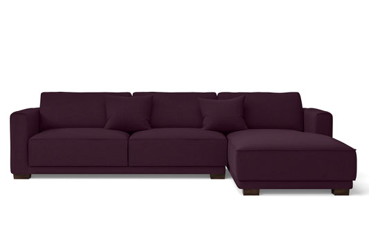 Barletta 4 Seater Right Hand Facing Chaise Lounge Corner Sofa Purple Linen Fabric