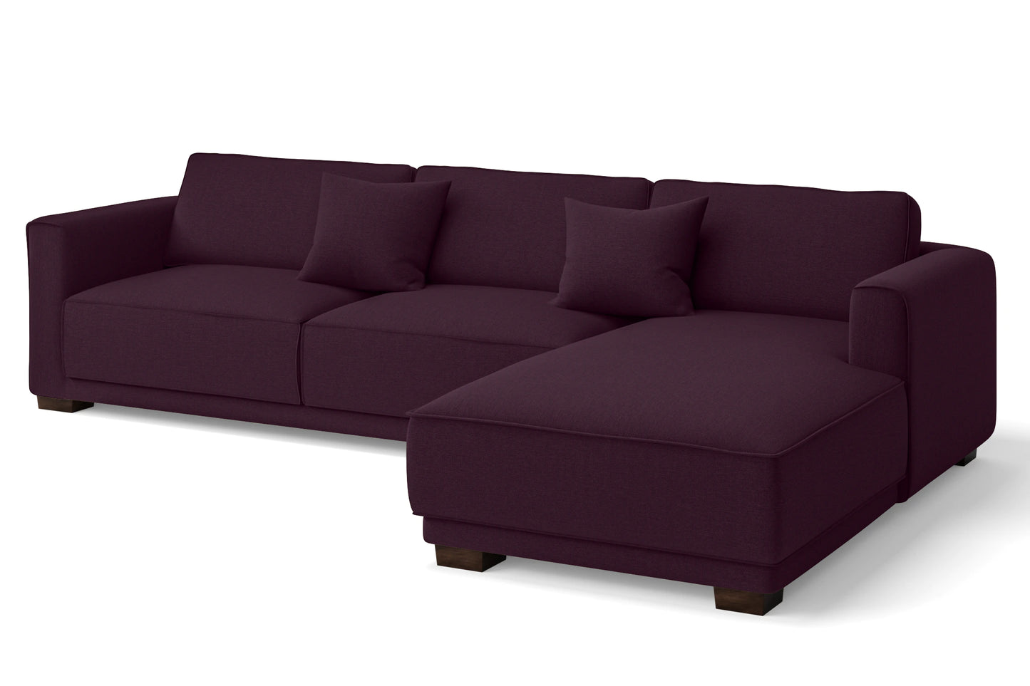 Barletta 4 Seater Right Hand Facing Chaise Lounge Corner Sofa Purple Linen Fabric