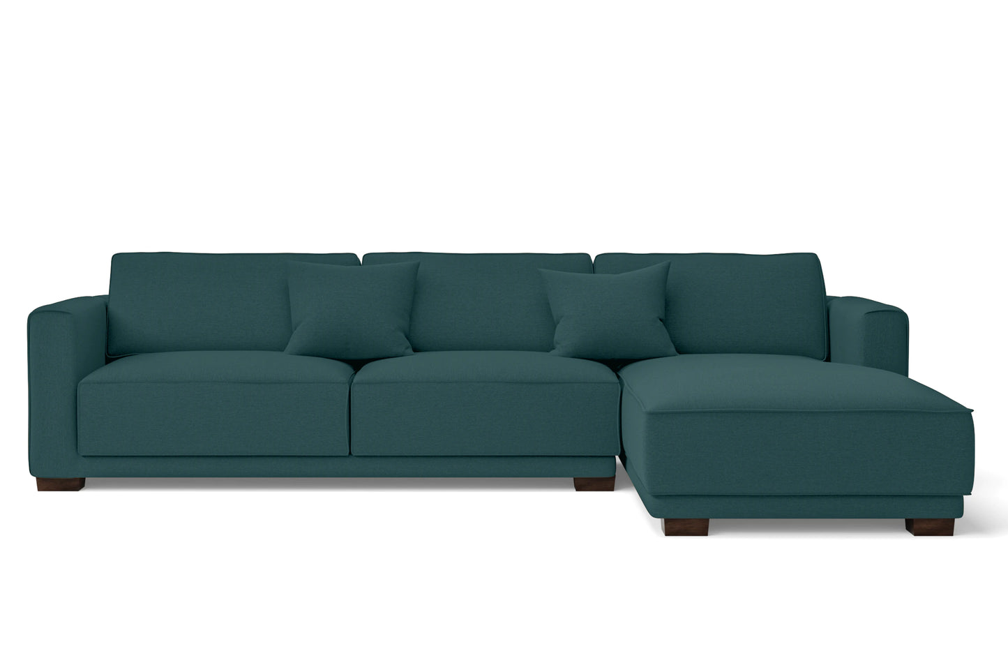 Barletta 4 Seater Right Hand Facing Chaise Lounge Corner Sofa Teal Linen Fabric