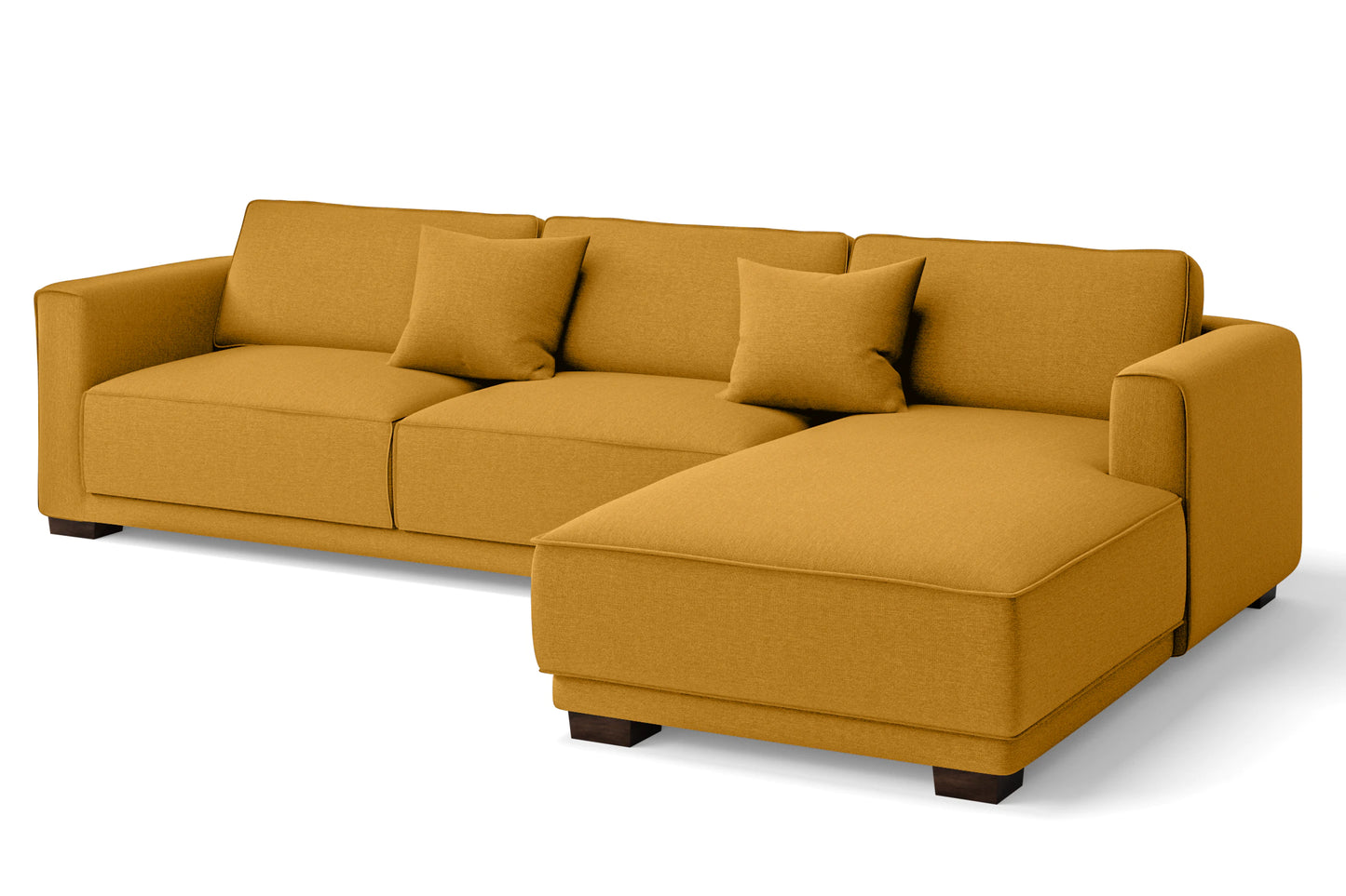 Barletta 4 Seater Right Hand Facing Chaise Lounge Corner Sofa Yellow Linen Fabric