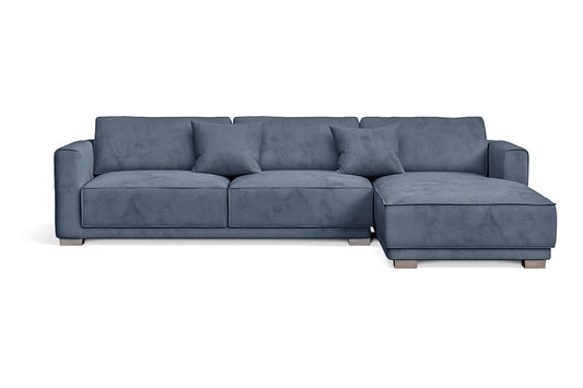 Barletta 4 Seater Right Hand Facing Chaise Lounge Corner Sofa Baby Blue Velvet