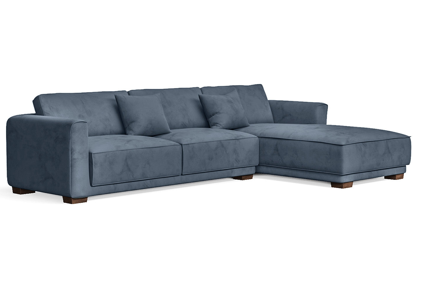 Barletta 4 Seater Right Hand Facing Chaise Lounge Corner Sofa Baby Blue Velvet