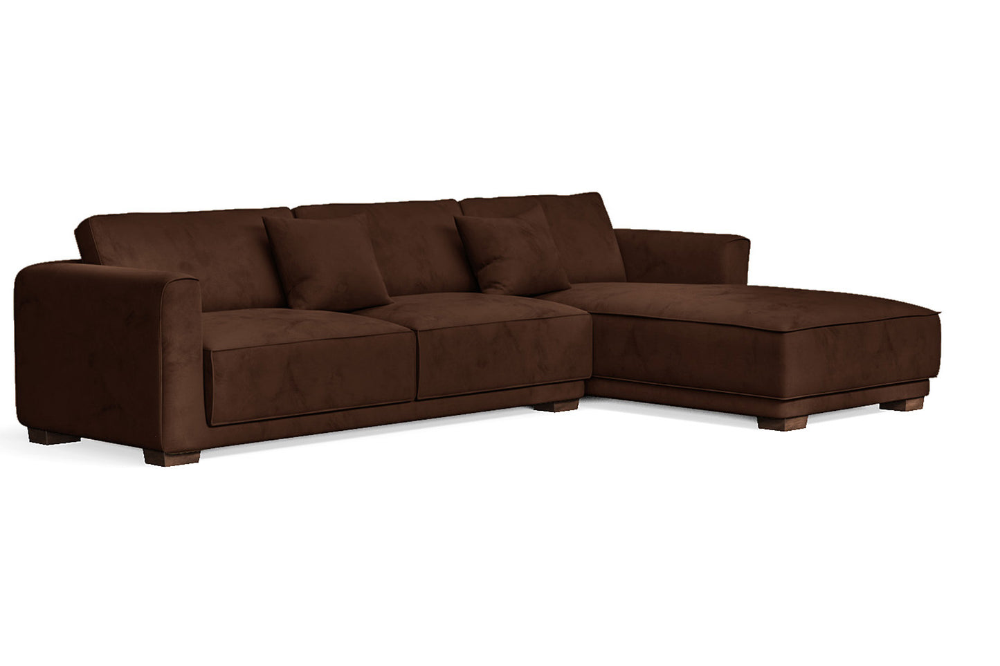 Barletta 4 Seater Right Hand Facing Chaise Lounge Corner Sofa Coffee Brown Velvet