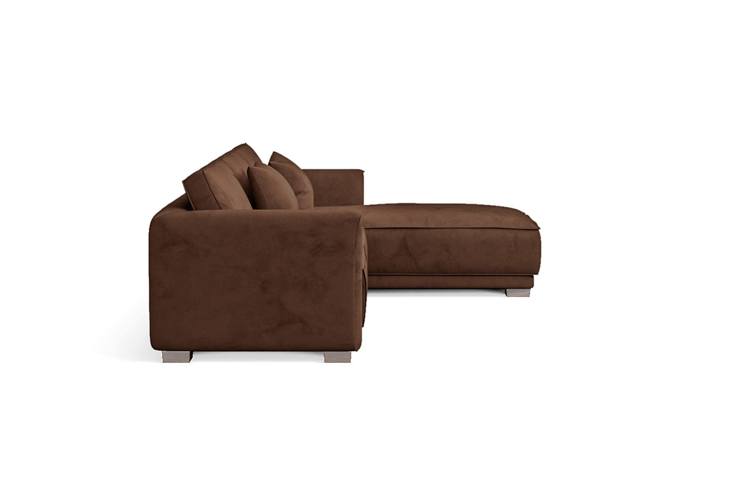 Barletta 4 Seater Right Hand Facing Chaise Lounge Corner Sofa Coffee Brown Velvet