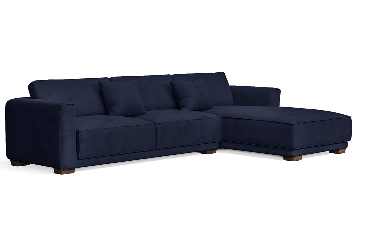 Barletta 4 Seater Right Hand Facing Chaise Lounge Corner Sofa Dark Blue Velvet