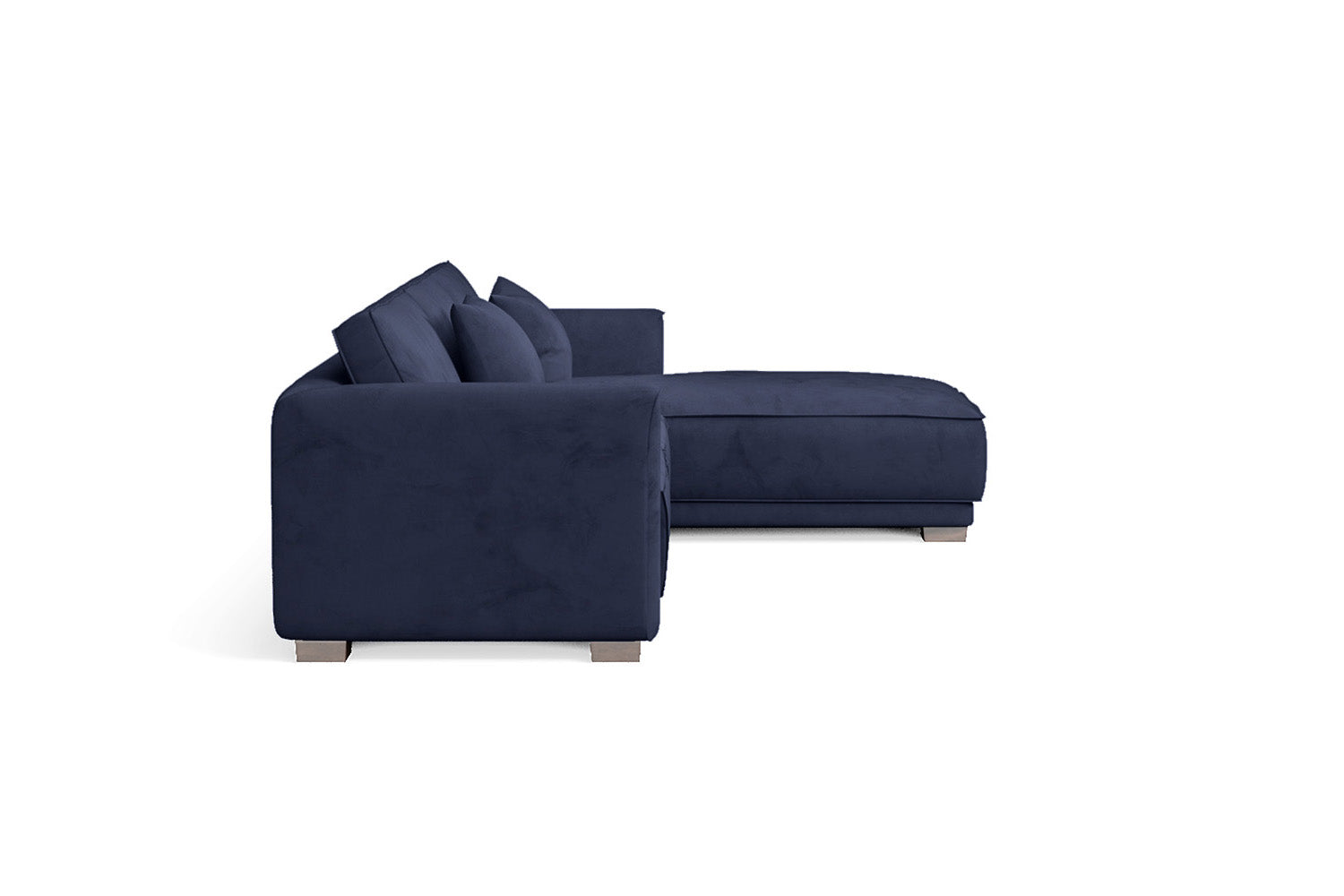 Barletta 4 Seater Right Hand Facing Chaise Lounge Corner Sofa Dark Blue Velvet