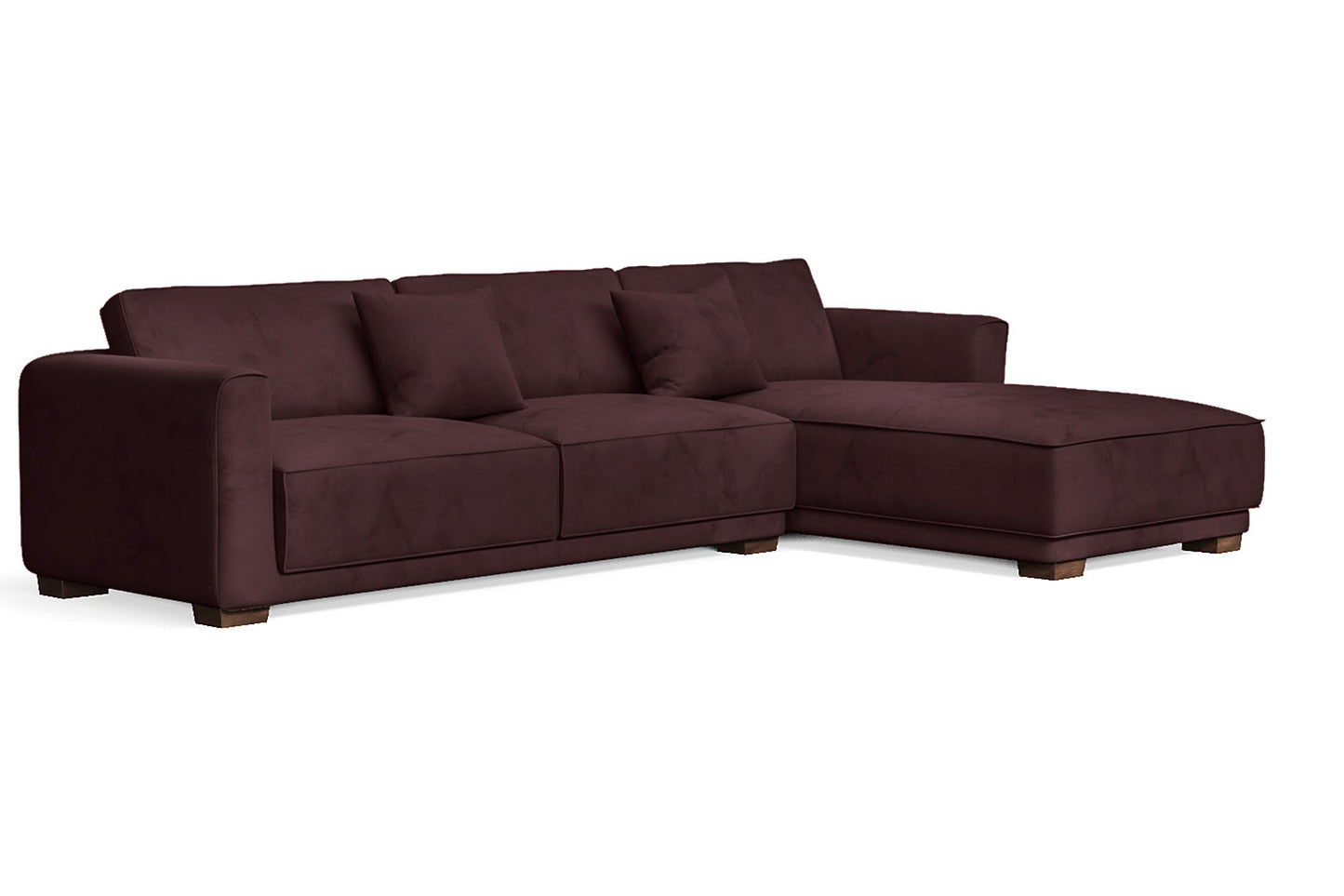 Barletta 4 Seater Right Hand Facing Chaise Lounge Corner Sofa Grape Velvet