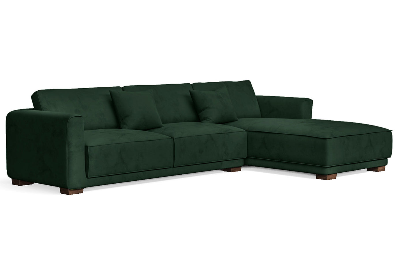 Barletta 4 Seater Right Hand Facing Chaise Lounge Corner Sofa Green Velvet