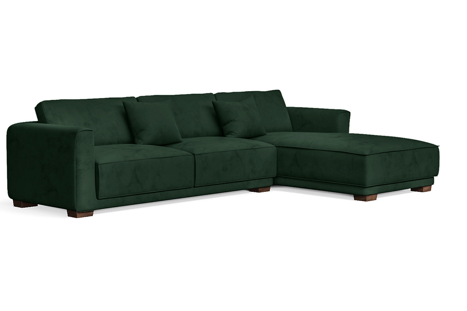 Barletta 4 Seater Right Hand Facing Chaise Lounge Corner Sofa Green Velvet