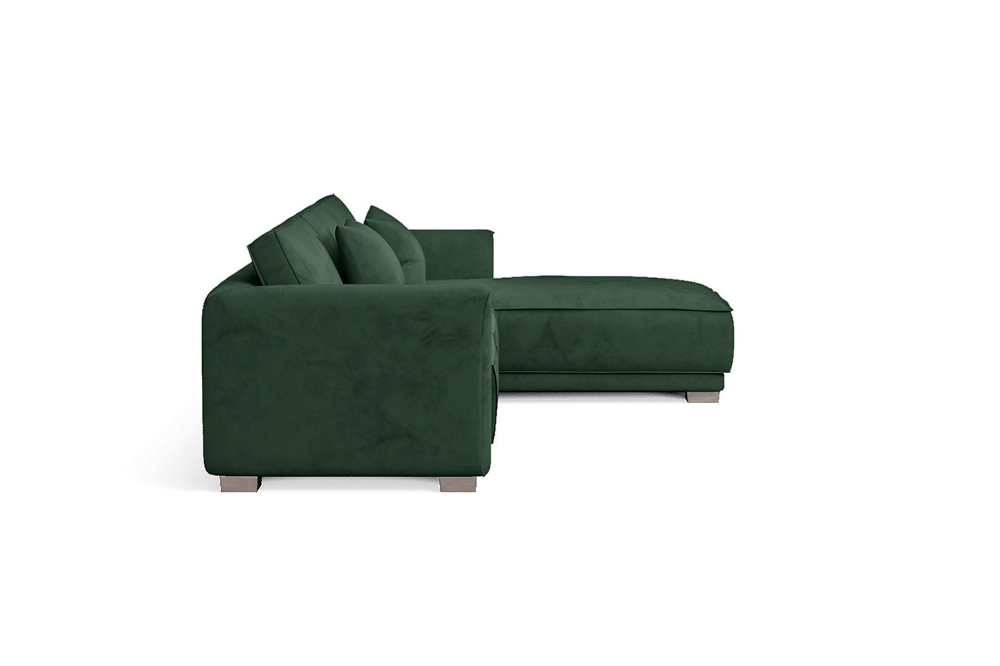 Barletta 4 Seater Right Hand Facing Chaise Lounge Corner Sofa Green Velvet