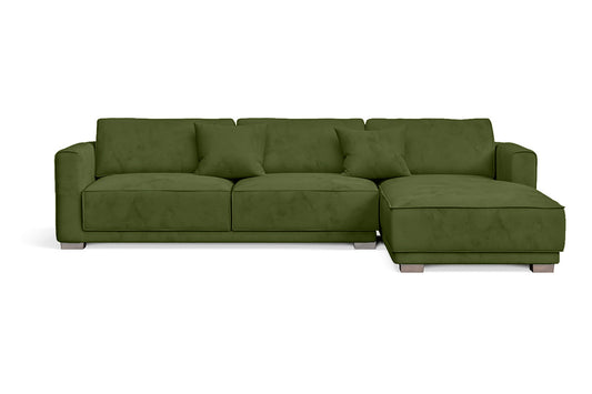 Barletta 4 Seater Right Hand Facing Chaise Lounge Corner Sofa Lime Velvet