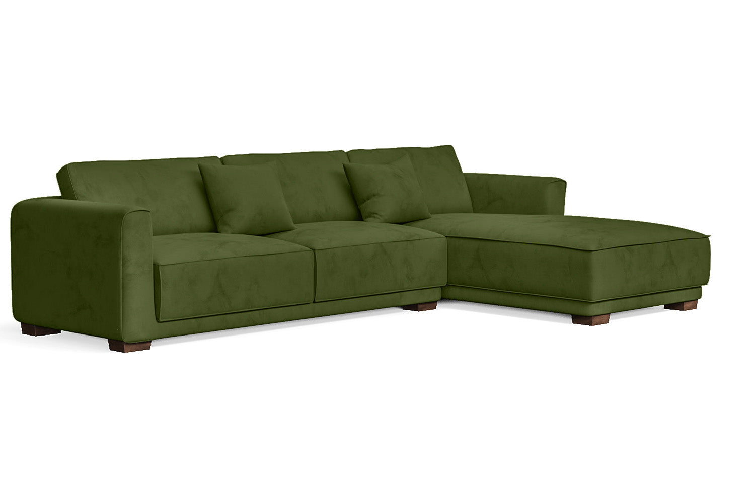 Barletta 4 Seater Right Hand Facing Chaise Lounge Corner Sofa Lime Velvet