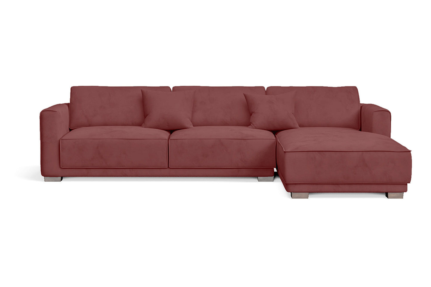 Barletta 4 Seater Right Hand Facing Chaise Lounge Corner Sofa Pink Velvet