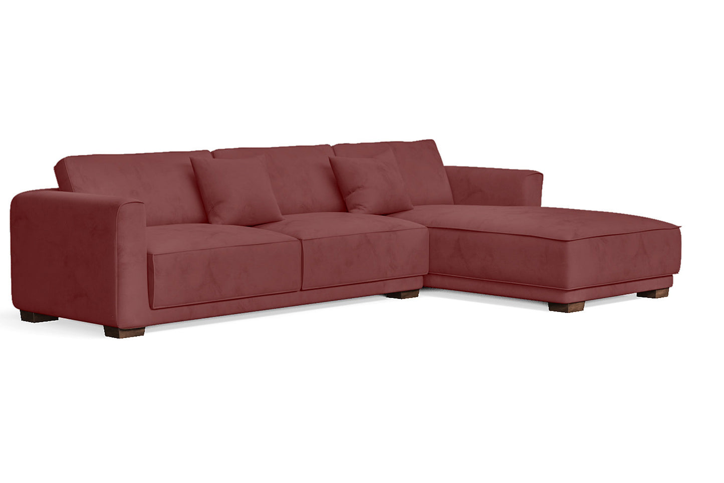 Barletta 4 Seater Right Hand Facing Chaise Lounge Corner Sofa Pink Velvet