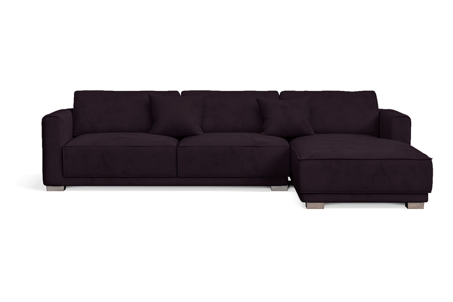 Barletta 4 Seater Right Hand Facing Chaise Lounge Corner Sofa Purple Velvet